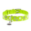 Нашийник для собак шкіряний WAUDOG Glamour з QR паспортом, візерунок "Зірочка", що світиться/світловідбиваючий, Ш 20 мм, Дл 30-39 см, салатовий - 2
