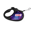 Поводок-рулетка для собак WAUDOG R-leash, малюнок "NASA21", M, до 25 кг, 5 м, світловідбиваюча стрічка, чорний - 1