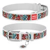 Ошейник WAUDOG Design с рисунком "Граффити 2", премиум кожа, металлическая пряжка (ширина 25 мм, длина 38-49 см), белый - 1