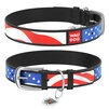 Ошейник WAUDOG Design с рисунком "Звёзды и полосы", премиум кожа, металлическая пряжка (ширина 35 мм, длина 46-60 см), черный - 1