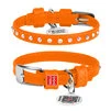 Нашийник для собак шкіряний WAUDOG Glamour з QR паспортом, з клейовими стразами, Ш 9 мм, Дл 19-25 см, оранжевий - 1