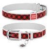 Ошейник WAUDOG Design с рисунком "Шотландка красная", премиум кожа, металлическая пряжка (ширина 12 мм, длина 21-29 см), белый - 1