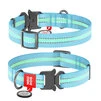 Нашийник для собак нейлоновий WAUDOG Nylon з QR паспортом, що світиться/світловідбиваючий, металевий пряжка-фастекс, Ш 15 мм, Дл 23-35 см, блакитний - 1