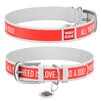 Ошейник WAUDOG Design с рисунком "Любовь и собаки", премиум кожа, металлическая пряжка (ширина 12 мм, длина 19-25 см), белый - 1