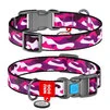 Нашийник для собак нейлоновий WAUDOG Nylon з QR паспортом, малюнок "Рожевий камо", пластиковий фастекс, Ш 25 мм, Дл 31-49 см - 1