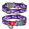Ошейник для собак нейлоновый WAUDOG Nylon c QR паспортом, рисунок "Фиолетовый камо", пластиковый фастекс, Ш 25 мм, Дл 31-49 см - 1