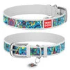 Ошейник WAUDOG Design с рисунком "Лазурь", премиум кожа, металлическая пряжка (ширина 25 мм, длина 38-49 см), белый - 1