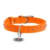 Нашийник для собак шкіряний WAUDOG Glamour з QR паспортом, з клейовими стразами, Ш 15 мм, Дл 27-36 см, оранжевий - 2
