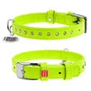 Нашийник для собак шкіряний WAUDOG Glamour з QR паспортом, з клейовими стразами, Ш 12 мм, Дл 21-29 см, салатовий - 1