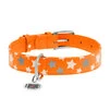 Нашийник для собак шкіряний WAUDOG Glamour з QR паспортом, візерунок "Зірочка", що світиться/світловідбиваючий, Ш 25 мм, Дл 38-49 см, оранжевий - 2