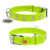 Нашийник для собак шкіряний WAUDOG Glamour з QR паспортом, з клейовими стразами "Квітка", Ш 15 мм, Дл 27-36 см, салатовий - 1