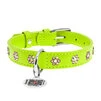 Нашийник для собак шкіряний WAUDOG Glamour з QR паспортом, з клейовими стразами "Квітка", Ш 15 мм, Дл 27-36 см, салатовий - 2