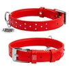 Ошейник для собак кожаный WAUDOG Glamour с QR паспортом, с клеевыми стразами, Ш 20 мм, Дл 30-39 см, красный - 1