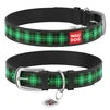 Ошейник WAUDOG Design с рисунком "Шотландка зеленая", премиум кожа, металлическая пряжка (ширина 12 мм, длина 21-29 см), черный - 1