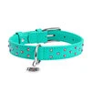Ошейник для собак кожаный WAUDOG Glamour с QR паспортом, с клеевыми стразами, Ш 25 мм, Дл 38-49 см, ментоловый - 2