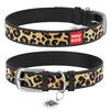 Нашийник WAUDOG Design з малюнком "Леопард", преміум шкіра, металевий пряжка (ширина 20 мм, довжина 30-39 см), чорний - 1