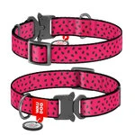 Нашийник для собак нейлоновий WAUDOG Nylon з QR паспортом, малюнок "Арбуз", металевий пряжка-фастекс, Ш 25 мм, Дл 35-58 см