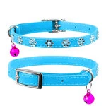 Ошейник "WAUDOG GLAMOUR" с резинкой, клей.стразами "Цветочек" для кошек (ширина 9мм, длина 22-30см), голубой