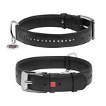 Ошейник для собак кожаный WAUDOG Glamour с QR паспортом, двойной со стразами, Ш 15 мм, Дл 27-36 см, черный