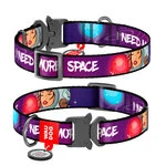 Нашийник для собак нейлоновий WAUDOG Nylon з QR-паспортом, малюнок "Більше космосу", металевий пряжка-фастекс, XL, Ш 25 мм, Дл 35-58 см
