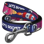 Повідок для собак нейлоновий WAUDOG Nylon малюнок "Космос. Ракета", L-XXL, Ш 25 мм, Дл 122 см