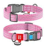 Ошейник для собак из восстановленного хлопка WAUDOG Re-cotton с QR паспортом, светоотражающий, пластиковый фастекс, Ш 20 мм, Дл 24-40 см, розовый