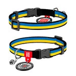 Ошейник для котов нейлоновый WAUDOG Nylon c QR паспортом, рисунок "Colors of freedom", пластиковый фастекс, XS, Ш 10 мм, Дл 20-30 см