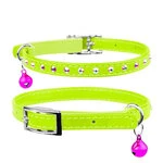 Ошейник "WAUDOG GLAMOUR" с резинкой, клей.стразами для кошек (ширина 9мм, длина 22-30см), салатовый