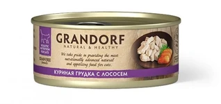 Влажный корм для кошек Grandorf CHICKEN FILLET &amp; SALMON куриная грудка с лососем, 70 г