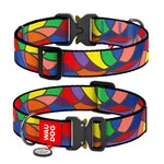 Нашийник для собак нейлоновий WAUDOG Nylon з QR паспортом, малюнок "Вітраж", металевий пряжка-фастекс, XXL, Ш 35 мм, Дл 43-70 см