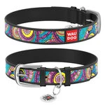 Нашийник WAUDOG Design з малюнком "Казка", преміум шкіра, металевий пряжка (ширина 12 мм, довжина 19-25 см), чорний