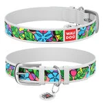 Нашийник WAUDOG Design з малюнком "Емаль", преміум шкіра, металевий затискач (ширина 25 мм, довжина 38-49 см), білий