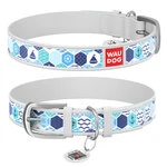 Нашийник WAUDOG Design з малюнком "Морський", преміум шкіра, металевий пряжка (ширина 12 мм, довжина 19-25 см), білий