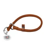 Нашийник-удавка ривковий для собак шкіряний WAUDOG Soft з QR паспортом, круглий, Д 13 мм, Дл 60 см, коричневий