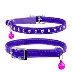 Ошейник "WAUDOG GLAMOUR" с резинкой, клей.стразами для кошек (ширина 9мм, длина 22-30см), фиолетовый