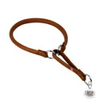 Нашийник-удавка для собак шкіряний WAUDOG Soft з QR паспортом, круглий, Д 13 мм, Дл 61-70 см, коричневий