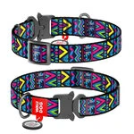 Нашийник для собак нейлоновий WAUDOG Nylon з QR паспортом, малюнок "Інді", металевий пряжка-фастекс, Ш 15 мм, Дл 23-35 см