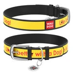 Нашийник WAUDOG Design з малюнком "Найкраще життя", преміум шкіра, металевий пряжка (ширина 12 мм, довжина 21-29 см), чорний