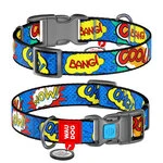 Ошейник для собак нейлоновый WAUDOG Nylon c QR паспортом, рисунок "ВАУ", пластиковый фастекс, Ш 20 мм, Дл 24-40 см