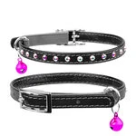 Ошейник "WAUDOG GLAMOUR" с резинкой, клей.стразами для кошек (ширина 9мм, длина 22-30см), черный
