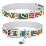 Ошейник WAUDOG Design с рисунком "ВАУ", премиум кожа, металлическая пряжка (ширина 20 мм, длина 30-39 см), белый