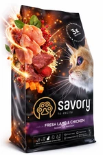 Сухий корм для кастрованих котів Savory зі свіжим м'ясом ягняти та курки 2 кг