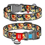 Ошейник для собак нейлоновый WAUDOG Nylon c QR паспортом, рисунок "Гламурные черепа", пластиковый фастекс, Ш 20 мм, Дл 24-40 см