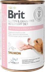 Влажный беззерновой корм Brit Veterinary Diet Hypoallergenic для собак при аллергии, лосось и горох 400 г