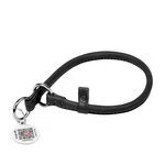 Нашийник-удавка ривковий для собак шкіряний WAUDOG Soft з QR паспортом, круглий, Д 13 мм, Дл 70 см, чорний