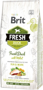 Сухой корм для активных взрослых собак Brit Fresh Active Run &amp; Work с уткой и пшеном 12 кг (8595602530816)