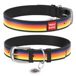 Нашийник WAUDOG Design з малюнком "Лінії", преміум шкіра, металевий пряжка (ширина 35 мм, довжина 46-60 см), чорний