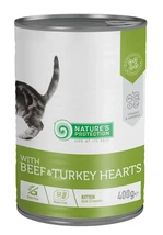 Влажный корм для котят с говядиной и сердцем индейки Nature's Protection Kitten with Beef &amp; Turkey hearts 400 г