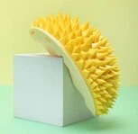 Щетка массажная для кошек с креплением + кошачья мята - желтая