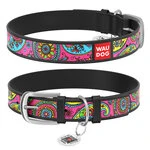 Нашийник WAUDOG Design з малюнком "Пейсли", преміум шкіра, металевий пряжка (ширина 12 мм, довжина 19-25 см), чорний